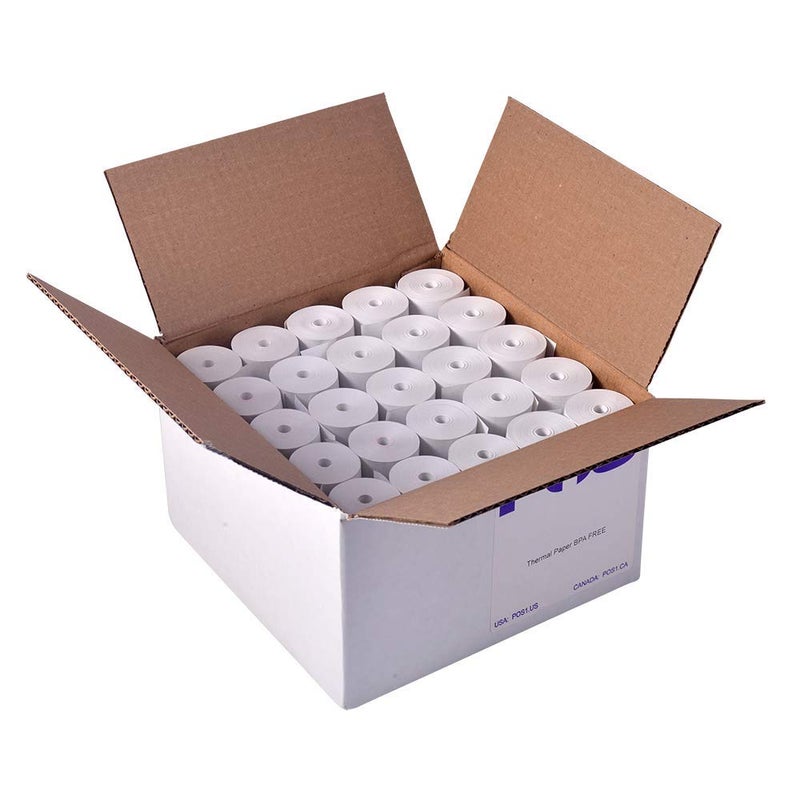 POS1 2 1/4 x 75 feet x 50 rolls CORELESS BPA Free Thermal Paper Rolls for Handheld Thermal Receipt Paper Printers. 38mm diameter - Image 1